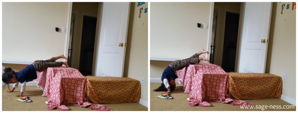 Montessori Floor bed for twins with a door blocker