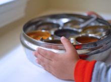 Montessori Kids cooking with Indian Spice Container